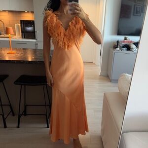 LoveShackFancy Vibrant Orange Maxi Dress